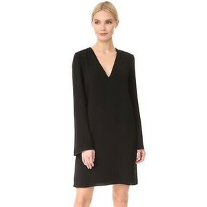 Theory Ulyssa Admiral Black Long Sleeve V Neck Dress - S